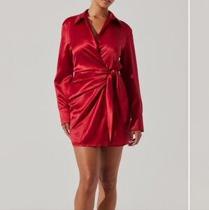 ASTR Satin Long Sleeve Minidress